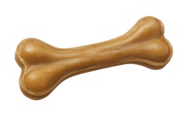Light brown dog bone treat, isolated on a transparent background, serving as an ideal element for various pet-related projects