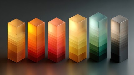 Colorful Stacked Blocks: Abstract 3D Graph Concept