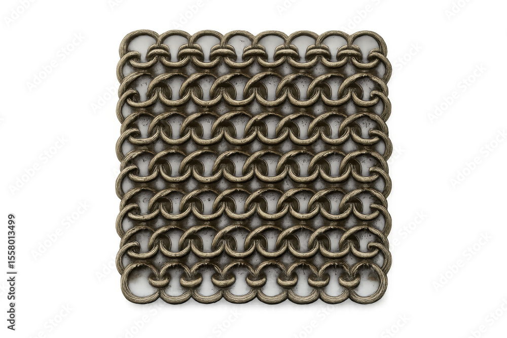 Poster metallic chainmail texture forming a seamless repeating pattern, ideal for backgrounds or textures w