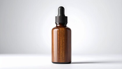 Naklejka premium Elegant Wood Grain Dropper Bottle Mockup