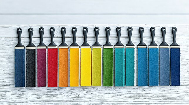 A collection of colored sharpening tools arranged in a spectrum.