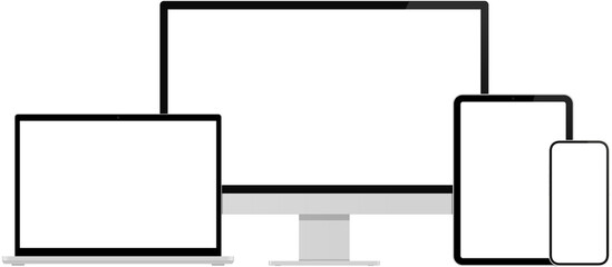 빈 화면의 모바일 기기와 컴퓨터 이미지 소스