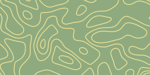 Abstract green background design featuring yellow contour lines for artistic projects