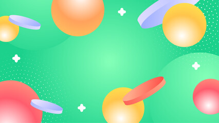 Colorful spheres and cylinders on a green background, perfect for presentations, web design, and abstract art projects needing a pop of color.
