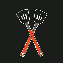 Bread and cookware illustration design in 3 colors with japanese text