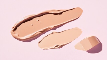 Foundation Swatches on Pink: Creamy Texture, Cosmetic Shades, Beauty Product