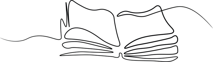 Continuous Line Art of an Open Book