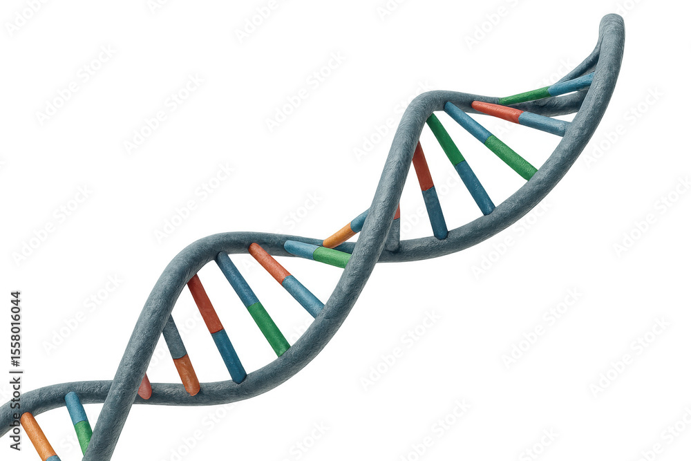 Aufkleber 3d rendering of a colorful dna model rotating, isolated on transparent background, perfect for scien
