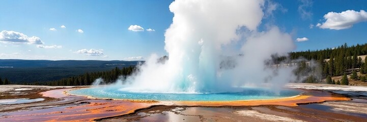 Old Faithful Geyser Eruption Yellowstone National Parks Majestic Geothermal Display