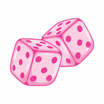 illustration art hand drawn pink cottage dice sticker design
