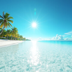 Bright Sunny Day at Tropical Salt Flat Beach Landscape