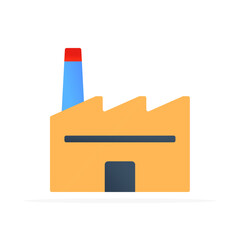 factory icon, colored flat vector. modern and minimalist design