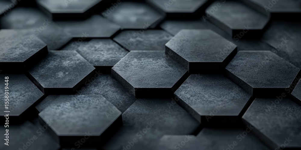 Aufkleber High-resolution close-up of interlocking hexagonal tiles with a 3D effect, ideal for modern, geometric backgrounds.