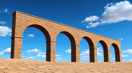 Fototapeta premium Ancient Stone Aqueduct under a Blue Sky