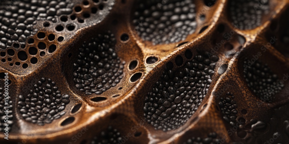 Poster High-resolution macro shot of intricate dotted patterns with layered textures, perfect for artistic, detailed designs.