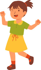 Girl Dancing Cheerfully in Colorful Outfit

