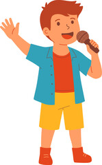 Little Boy Singing Joyfully into Microphone

