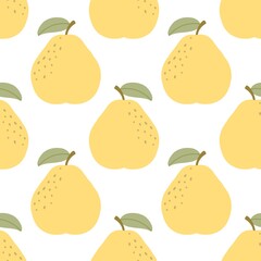 seamless pattern with yellow pears on white background 