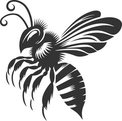 Black bee vector silhouette