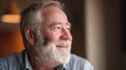 Warmly smiling elderly gentleman, a portrait of joy and contentment in golden years