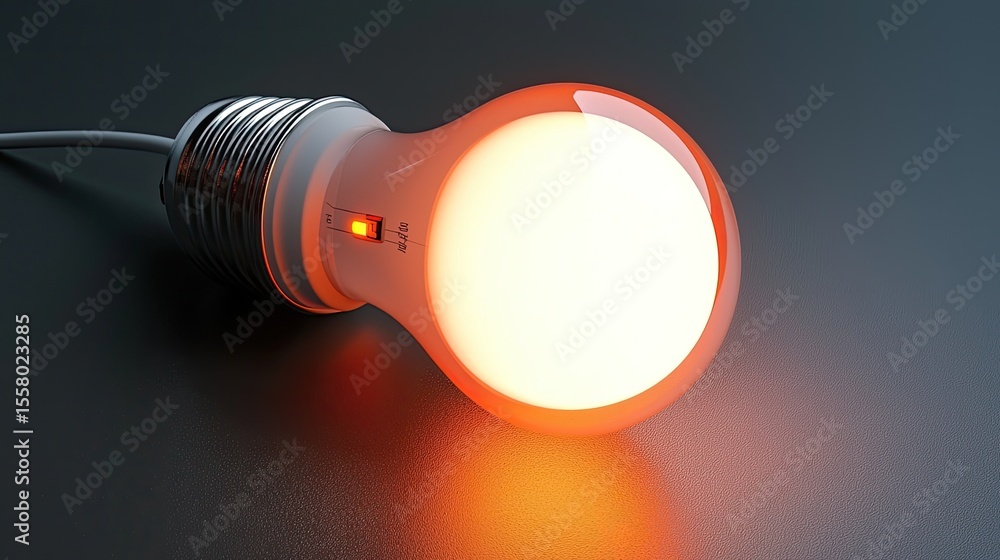 Aufkleber Macro view of smart lighting featuring an LED bulb with wireless capabilities and warm filament details for ambient home lighting.