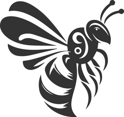 Black bee vector silhouette