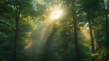 Sun rays in the forest