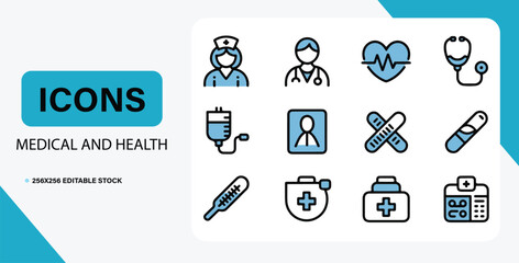 Medical and Health Icons A Collection of Healthcare Symbols and Line Art