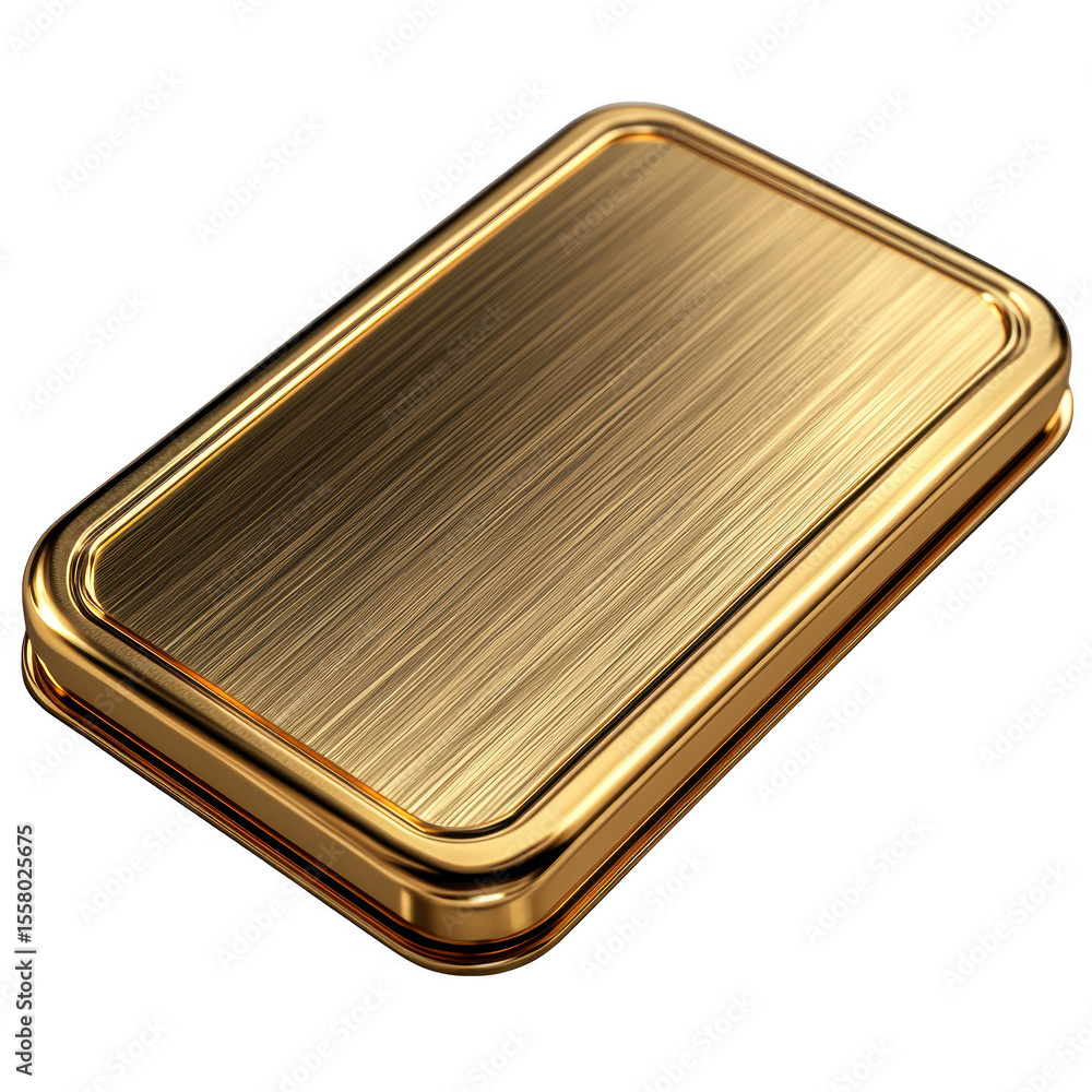 Fototapete a luxurious brushed gold rectangular object with polished gold edges and rounded corners isolated on