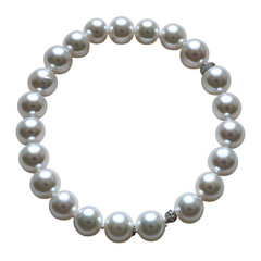 Obraz premium Elegant white pearl bracelet with sparkling diamond accents arranged in a circle on a transparent background isolated on transparent background