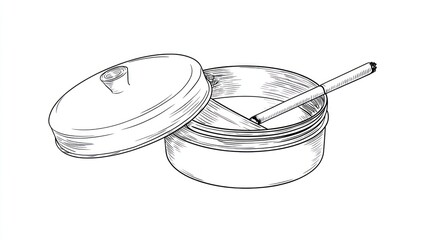 Hand-drawn ashtray with cigarette