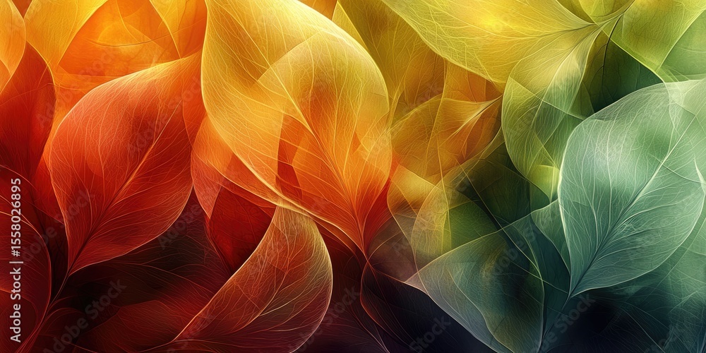 Aufkleber an abstract design features nature backgrounds, emphasizing the interaction of natural forms and tex