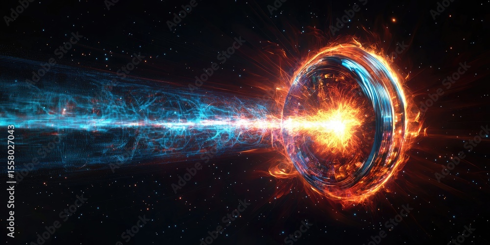 Poster a futuristic telescope capturing the birth of a star, with intricate holographic data streams illust