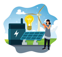 Green industrial factory with renewable energy.