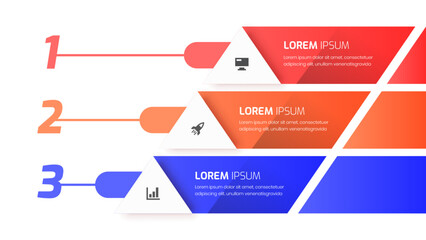 Abstract Business Infographic Template with Icon and 3 Number for Presentation, Flowchart