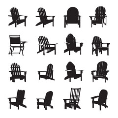 adirondack chair silhouette set, Black & White silhouette set