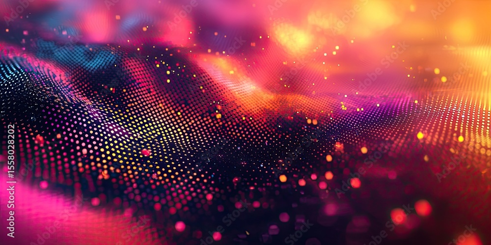 Poster An abstract scene with geometric backgrounds displaying a variety of interconnected patterns, using a harmonious mix of gradients and bold shapes to create a depth-filled