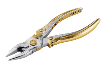 Elegant Gold and Silver Pliers on Transparent Background, PNG