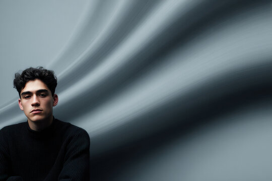 dynamic portrait of person on left side of frame random emotion