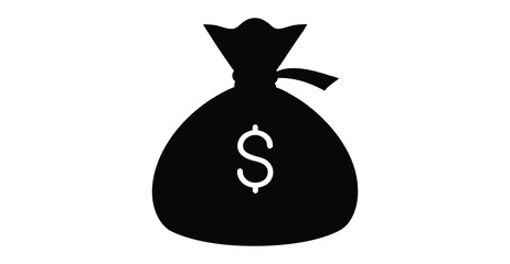Money bag with dollar sign silhouette, Money bag icon vector illustration on white background