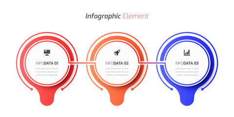 Business Infographic Template Design with Abstract Design, Icon and 3 Options for Presentation, Flowchart