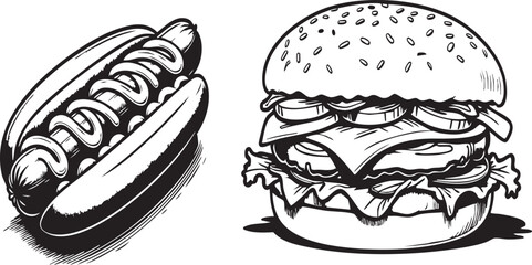 Tasty cheeseburger with fries on a white background