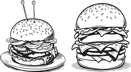 Tasty cheeseburger with fries on a white background