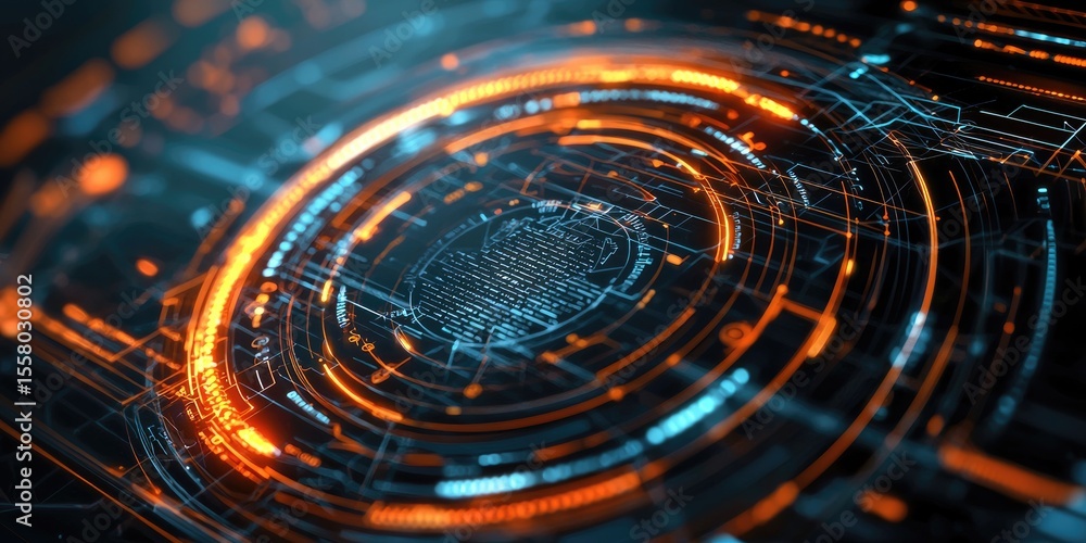 Poster holographic virtual controls with fine details and vibrant colors, ideal for next-generation tech de