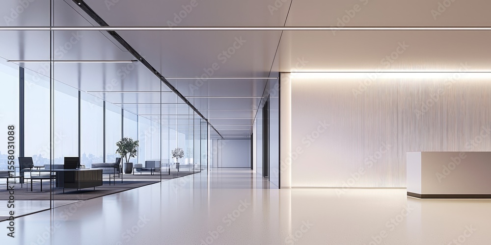 Poster detailed view of a minimalist office setup featuring clean lines and natural lighting, perfect for a