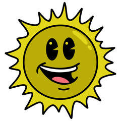 Happy Sun Cartoon Fun Summer Sunshine Mascot Illustration Vector