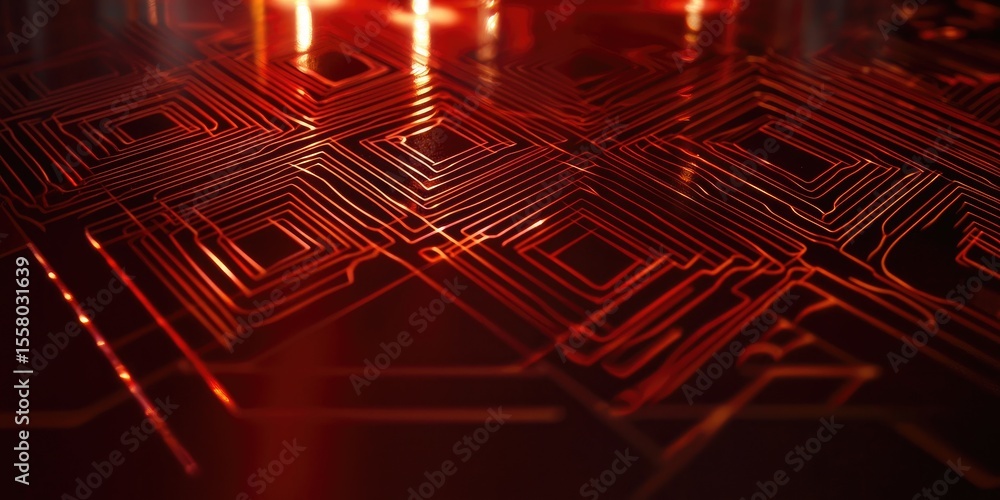 Poster a laser etching detailed patterns onto a silicon wafer, highlighting the forefront of manufacturing 