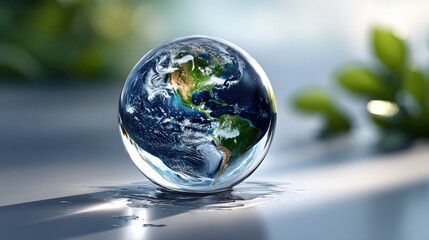 A illustration of Earth enclosed within a transparent glass sphere