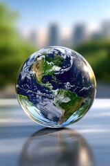 A illustration of Earth enclosed within a transparent glass sphere