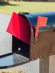 Mailbox Flag Flip - close-up of red flag going up on a classic mailbox.